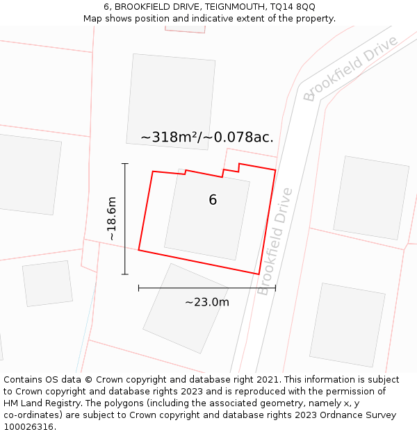 6, BROOKFIELD DRIVE, TEIGNMOUTH, TQ14 8QQ: Plot and title map