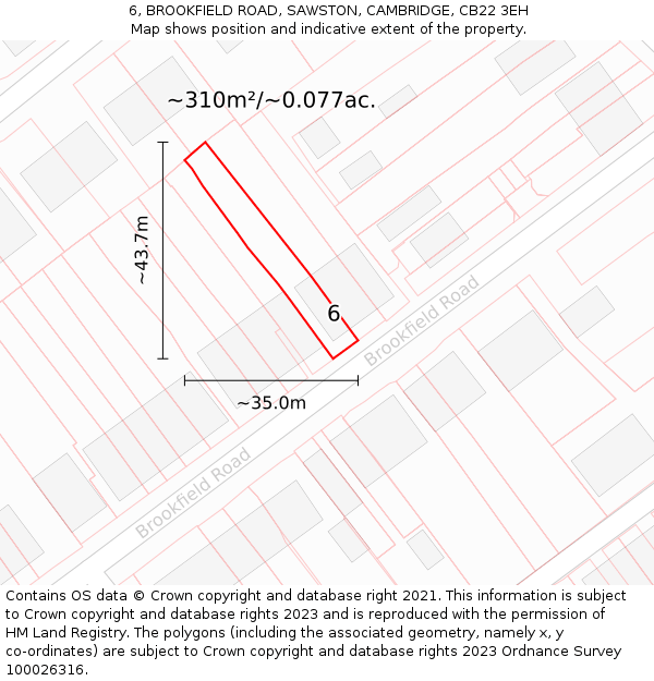 6, BROOKFIELD ROAD, SAWSTON, CAMBRIDGE, CB22 3EH: Plot and title map