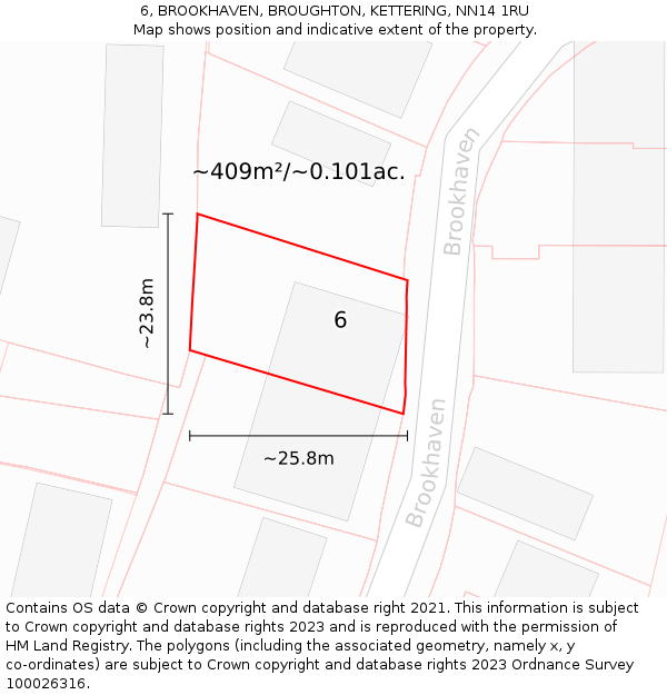 6, BROOKHAVEN, BROUGHTON, KETTERING, NN14 1RU: Plot and title map