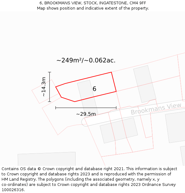 6, BROOKMANS VIEW, STOCK, INGATESTONE, CM4 9FF: Plot and title map