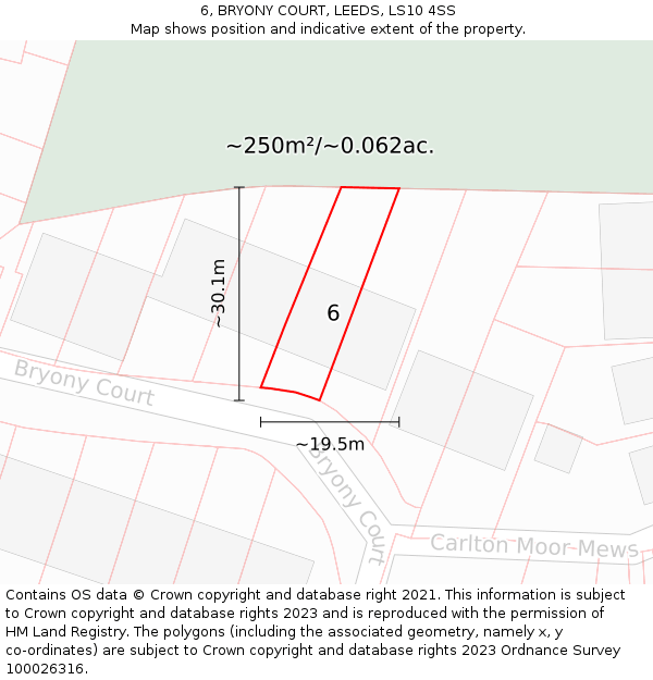6, BRYONY COURT, LEEDS, LS10 4SS: Plot and title map