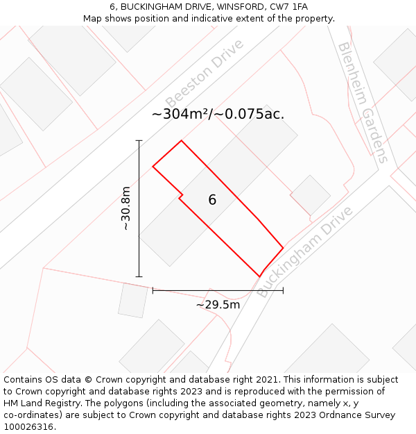 6, BUCKINGHAM DRIVE, WINSFORD, CW7 1FA: Plot and title map