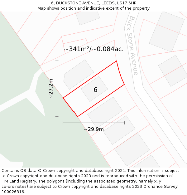 6, BUCKSTONE AVENUE, LEEDS, LS17 5HP: Plot and title map