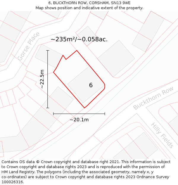 6, BUCKTHORN ROW, CORSHAM, SN13 9WE: Plot and title map