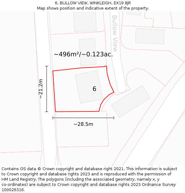 6, BULLOW VIEW, WINKLEIGH, EX19 8JR: Plot and title map
