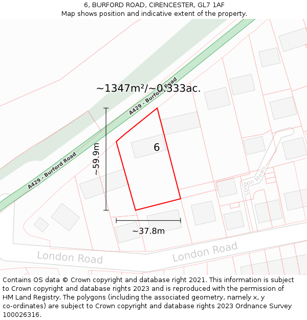 6, BURFORD ROAD, CIRENCESTER, GL7 1AF: Plot and title map