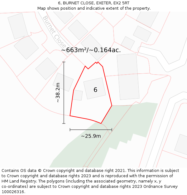 6, BURNET CLOSE, EXETER, EX2 5RT: Plot and title map