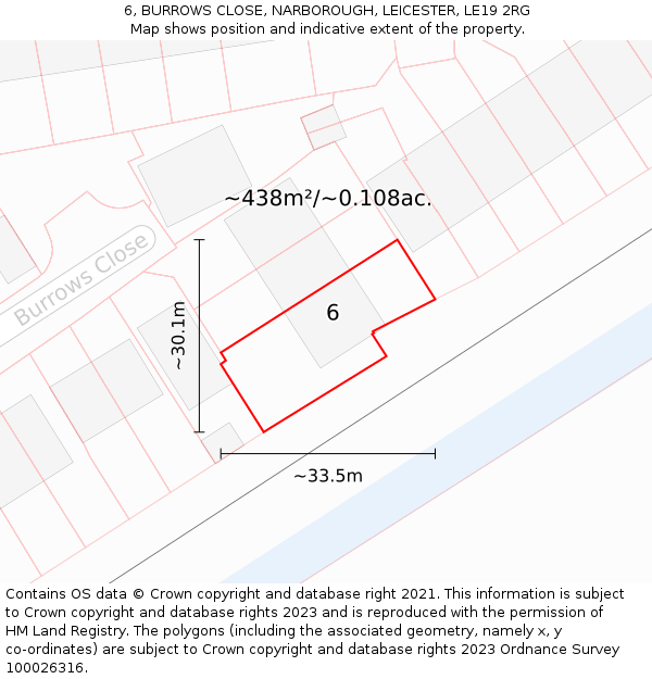 6, BURROWS CLOSE, NARBOROUGH, LEICESTER, LE19 2RG: Plot and title map
