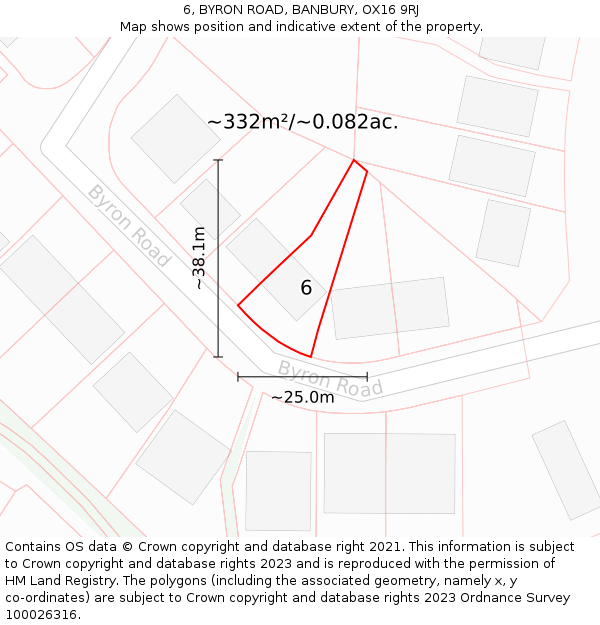 6, BYRON ROAD, BANBURY, OX16 9RJ: Plot and title map
