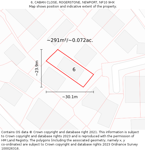 6, CABAN CLOSE, ROGERSTONE, NEWPORT, NP10 9HX: Plot and title map