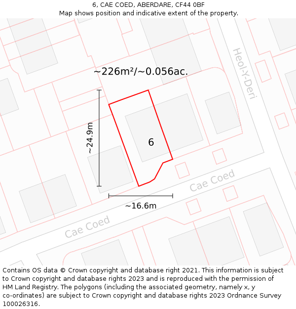 6, CAE COED, ABERDARE, CF44 0BF: Plot and title map