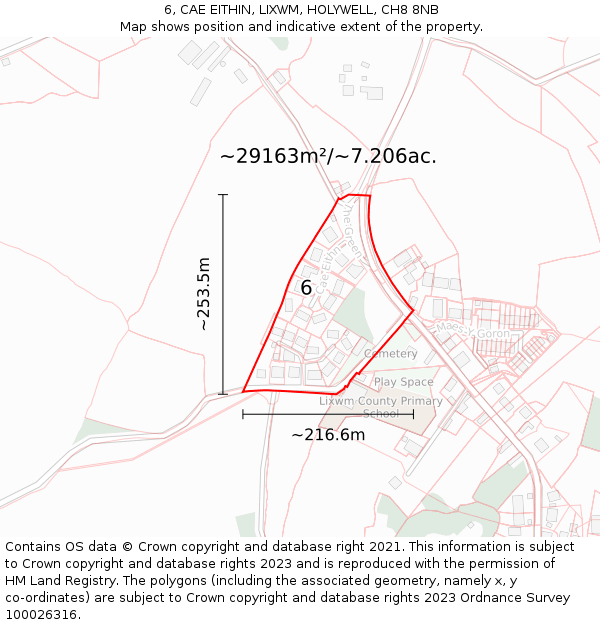 6, CAE EITHIN, LIXWM, HOLYWELL, CH8 8NB: Plot and title map
