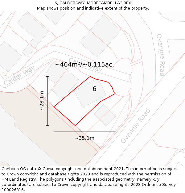 6, CALDER WAY, MORECAMBE, LA3 3RX: Plot and title map