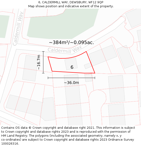 6, CALDERMILL WAY, DEWSBURY, WF12 9QP: Plot and title map