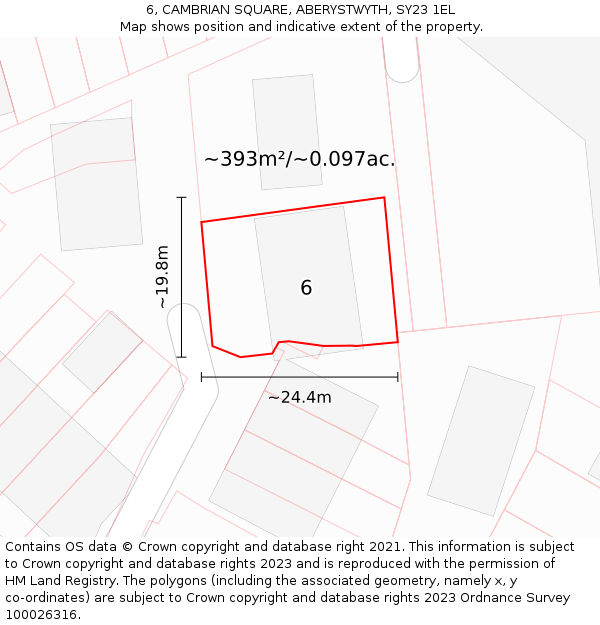 6, CAMBRIAN SQUARE, ABERYSTWYTH, SY23 1EL: Plot and title map