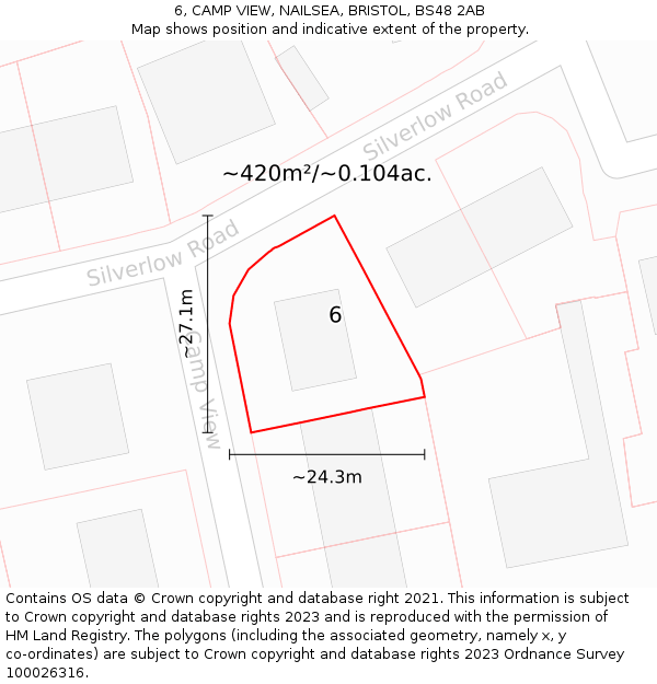 6, CAMP VIEW, NAILSEA, BRISTOL, BS48 2AB: Plot and title map