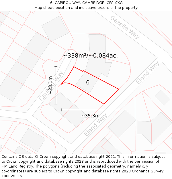 6, CARIBOU WAY, CAMBRIDGE, CB1 9XG: Plot and title map