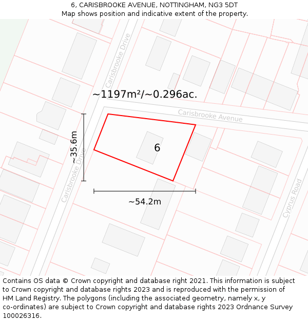 6, CARISBROOKE AVENUE, NOTTINGHAM, NG3 5DT: Plot and title map