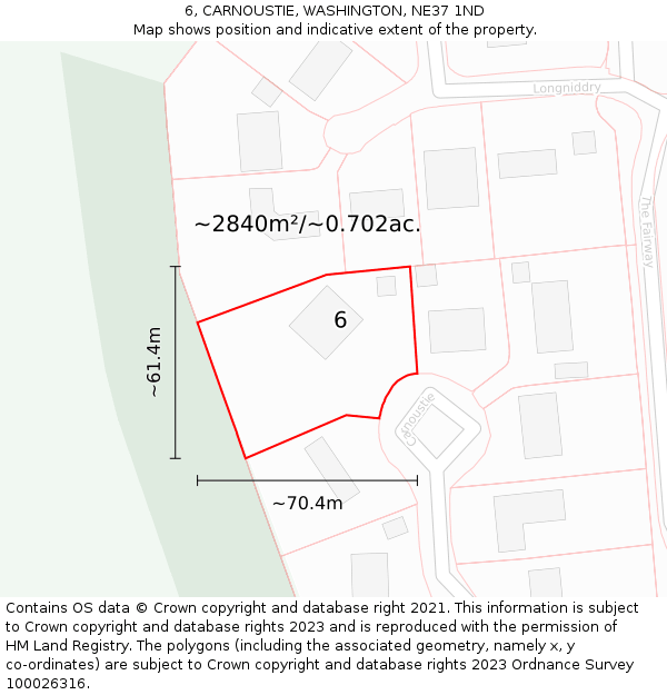 6, CARNOUSTIE, WASHINGTON, NE37 1ND: Plot and title map
