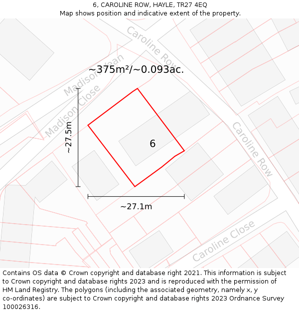 6, CAROLINE ROW, HAYLE, TR27 4EQ: Plot and title map