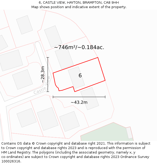 6, CASTLE VIEW, HAYTON, BRAMPTON, CA8 9HH: Plot and title map