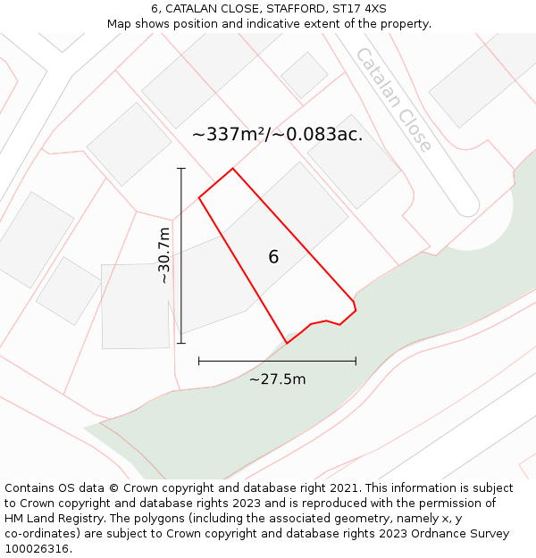 6, CATALAN CLOSE, STAFFORD, ST17 4XS: Plot and title map