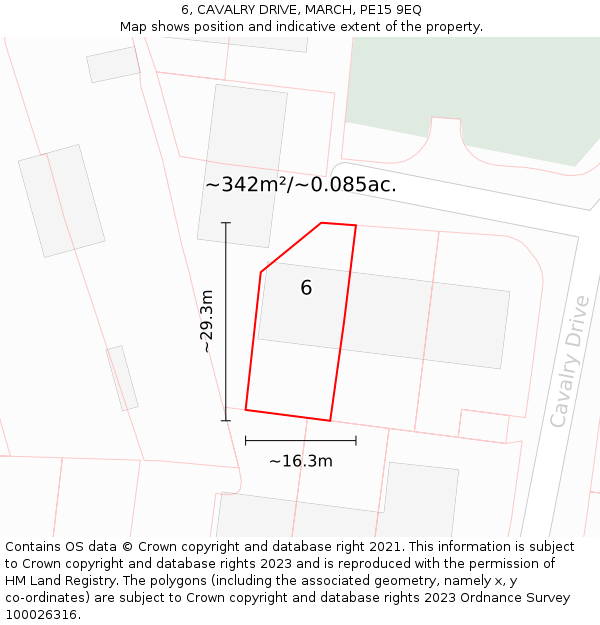 6, CAVALRY DRIVE, MARCH, PE15 9EQ: Plot and title map