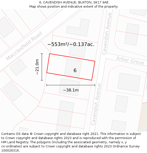 6, CAVENDISH AVENUE, BUXTON, SK17 9AE: Plot and title map