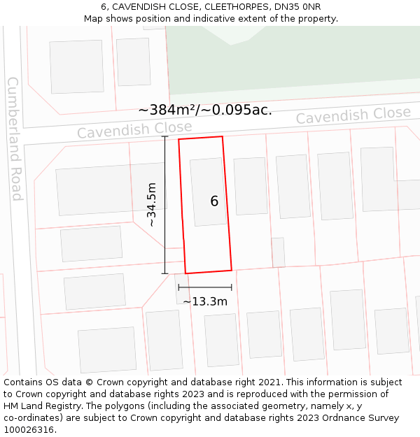6, CAVENDISH CLOSE, CLEETHORPES, DN35 0NR: Plot and title map