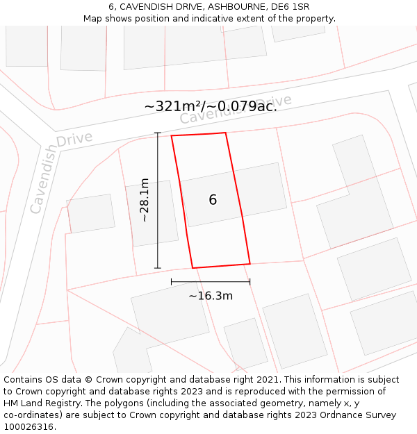 6, CAVENDISH DRIVE, ASHBOURNE, DE6 1SR: Plot and title map