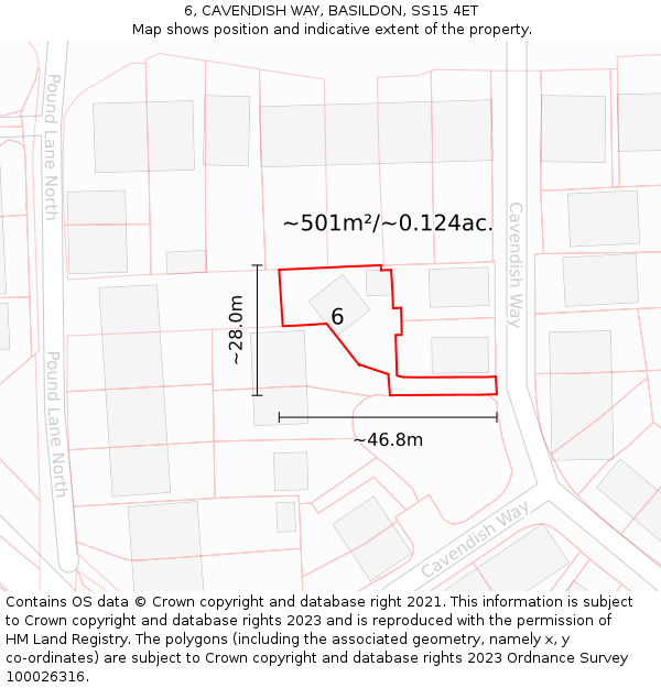 6, CAVENDISH WAY, BASILDON, SS15 4ET: Plot and title map