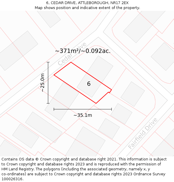 6, CEDAR DRIVE, ATTLEBOROUGH, NR17 2EX: Plot and title map