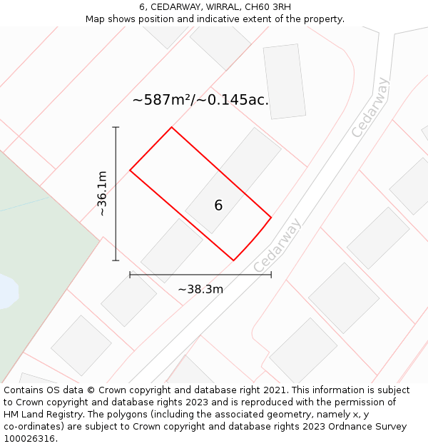 6, CEDARWAY, WIRRAL, CH60 3RH: Plot and title map