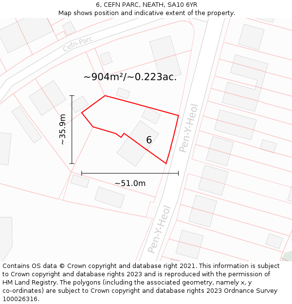 6, CEFN PARC, NEATH, SA10 6YR: Plot and title map