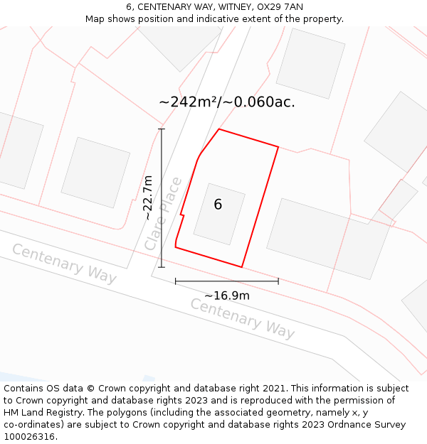 6, CENTENARY WAY, WITNEY, OX29 7AN: Plot and title map