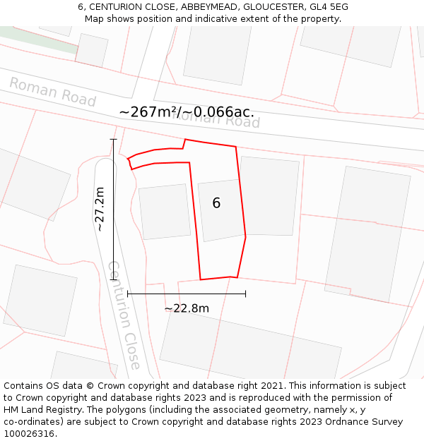 6, CENTURION CLOSE, ABBEYMEAD, GLOUCESTER, GL4 5EG: Plot and title map