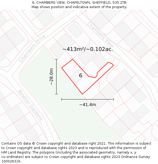 6, CHAMBERS VIEW, CHAPELTOWN, SHEFFIELD, S35 2TB: Plot and title map