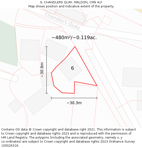6, CHANDLERS QUAY, MALDON, CM9 4LF: Plot and title map