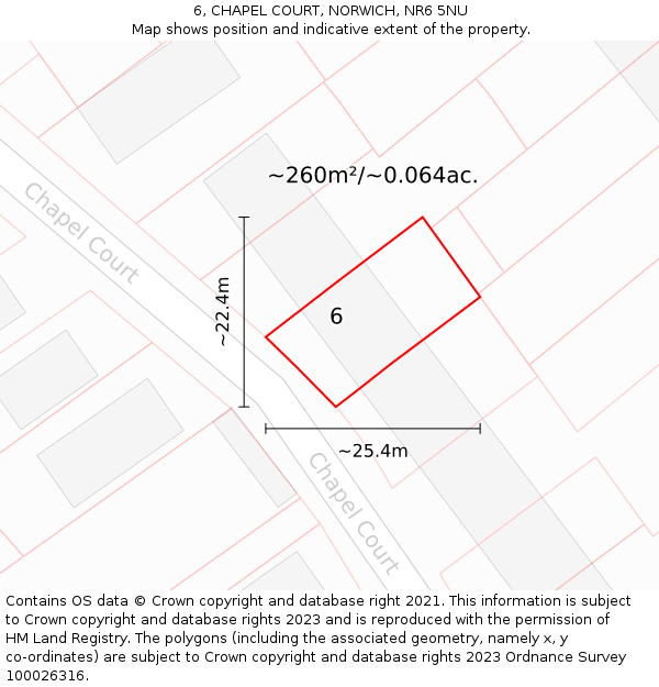 6, CHAPEL COURT, NORWICH, NR6 5NU: Plot and title map