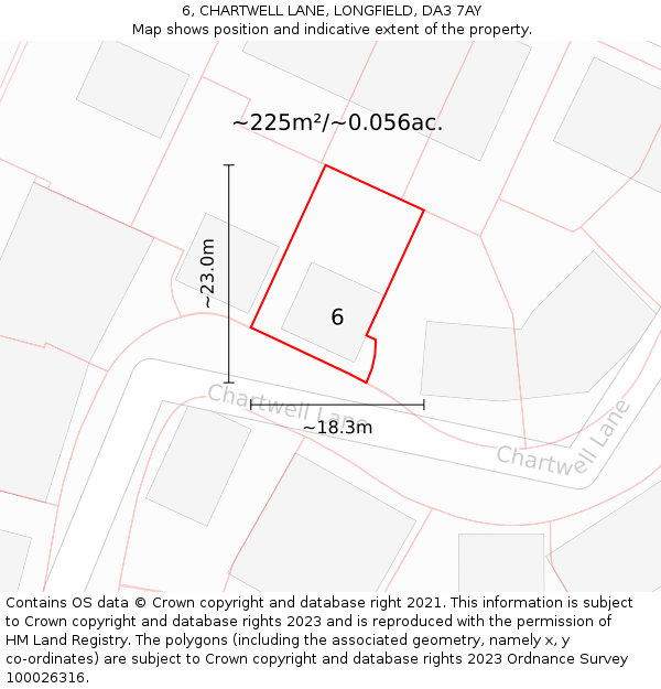 6, CHARTWELL LANE, LONGFIELD, DA3 7AY: Plot and title map
