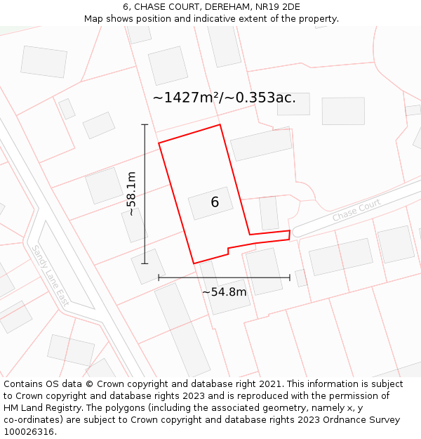 6, CHASE COURT, DEREHAM, NR19 2DE: Plot and title map