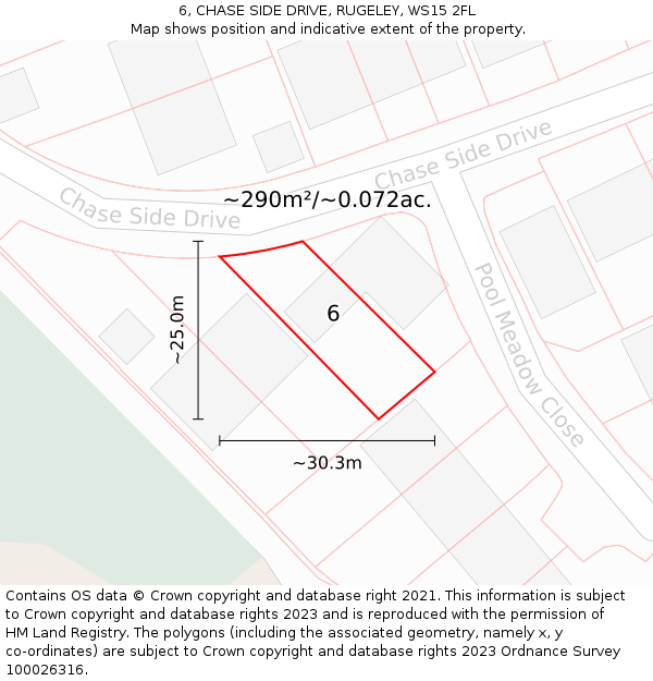 6, CHASE SIDE DRIVE, RUGELEY, WS15 2FL: Plot and title map