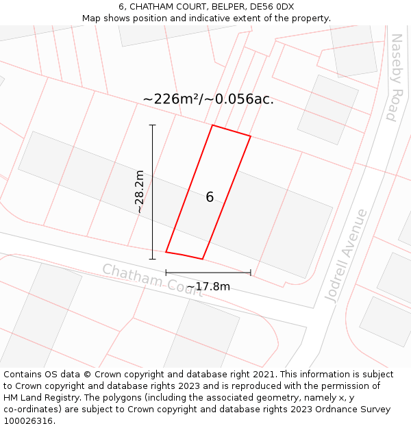 6, CHATHAM COURT, BELPER, DE56 0DX: Plot and title map