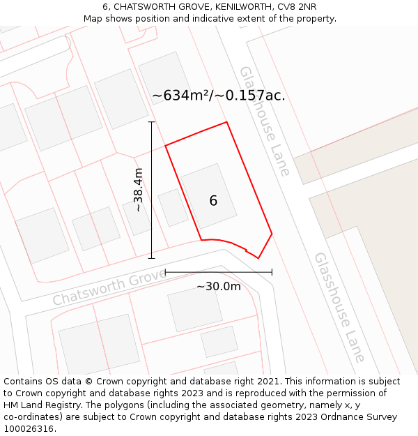6, CHATSWORTH GROVE, KENILWORTH, CV8 2NR: Plot and title map