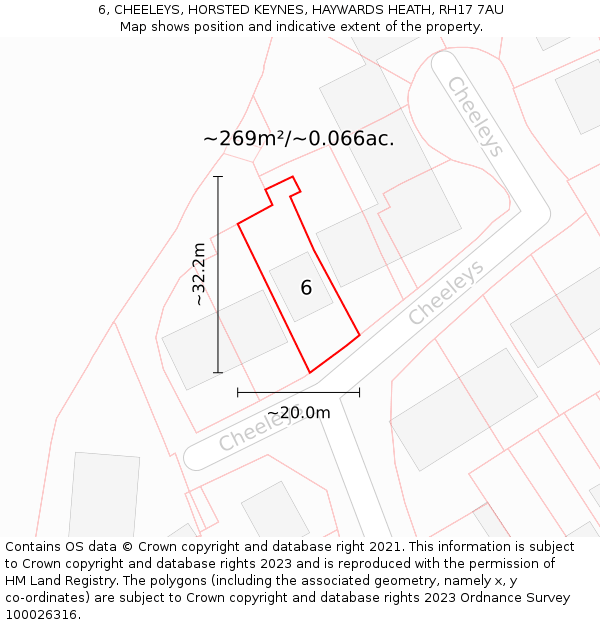 6, CHEELEYS, HORSTED KEYNES, HAYWARDS HEATH, RH17 7AU: Plot and title map
