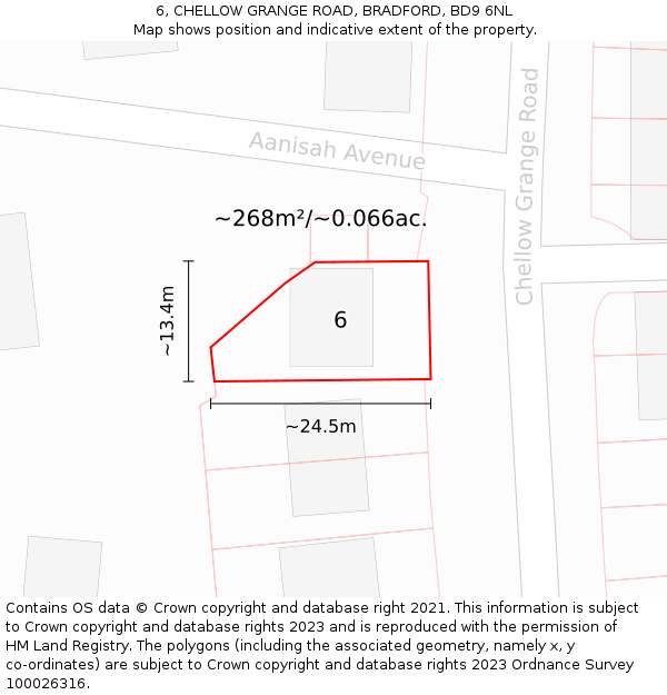 6, CHELLOW GRANGE ROAD, BRADFORD, BD9 6NL: Plot and title map