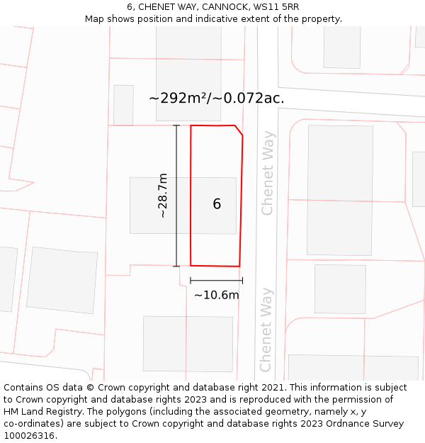 6, CHENET WAY, CANNOCK, WS11 5RR: Plot and title map