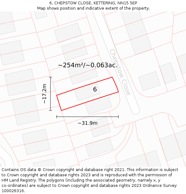 6, CHEPSTOW CLOSE, KETTERING, NN15 5EP: Plot and title map