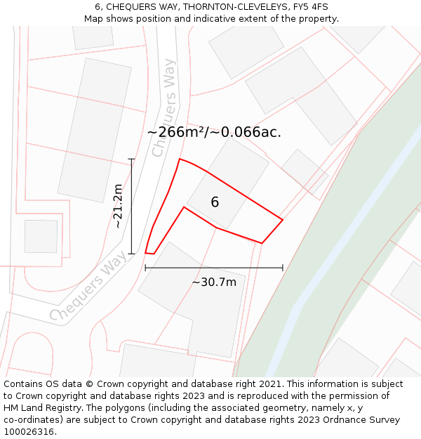6, CHEQUERS WAY, THORNTON-CLEVELEYS, FY5 4FS: Plot and title map