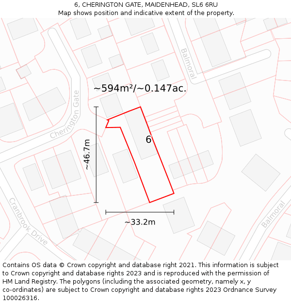 6, CHERINGTON GATE, MAIDENHEAD, SL6 6RU: Plot and title map